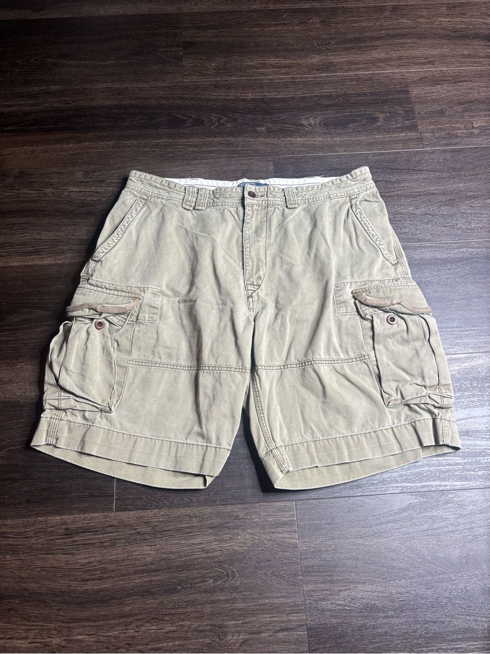 Polo Ralph Lauren Cargo Shorts 38 Olive Green Classic Chino Multi Pocket Cotton